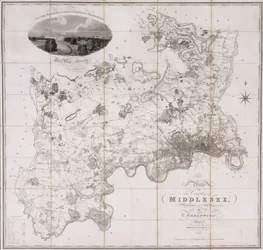 Middlesex megye térképe, megjelent 1819 (nyomtatott)